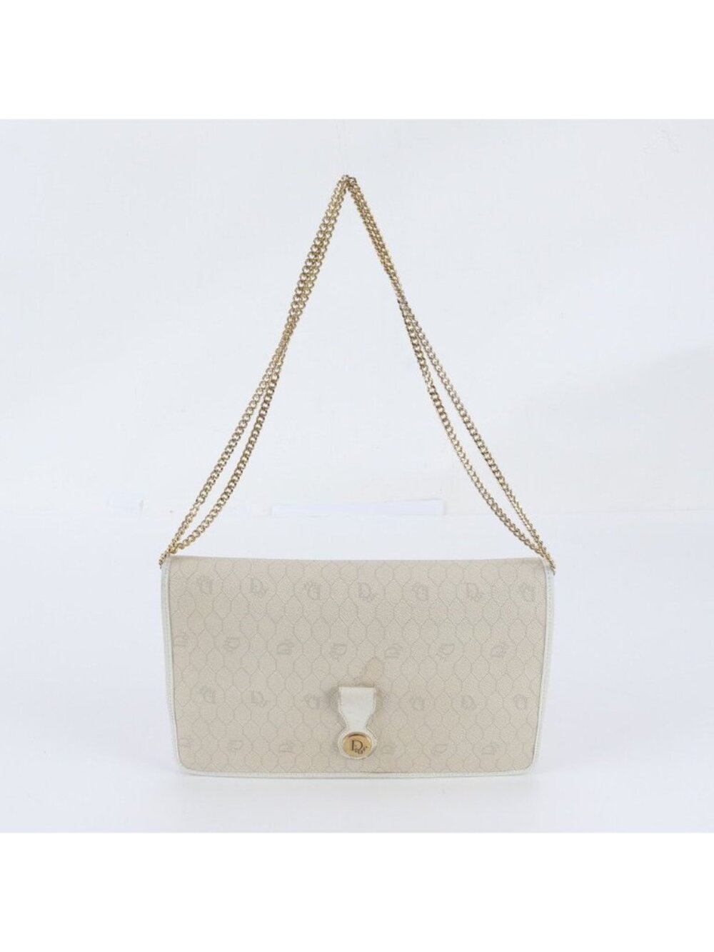 Dior Honeycomb Pattern Leather 2-Way Chain Shoulder Bag Crossbody